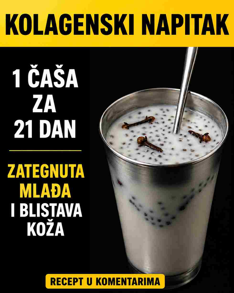 # Napitak od karanfilića i chia sjemenki za podršku kolagenu: Zaštitite svoj kolagen svakim gutljajem Kolagen je protein koji održava kožu čvrstom, elastičnom i glatkom. Nakon srednjih dvadesetih godina života, tijelo svake godine proizvodi otprilike 1% manje kolagena, a faktori poput izlaganja suncu, prekomjernog unosa šećera i stresa dodatno ubrzavaju razgradnju postojećeg kolagena. Ono što mnogi članci ne spominju jeste da nijedan napitak ne sadrži kolagen koji koža može direktno iskoristiti. Čak se i suplementi kolagena tokom probave razlažu na aminokiseline. Ono što ishrana zaista može učiniti jeste pružiti tijelu potrebne sastojke za stvaranje kolagena (vitamin C, aminokiseline i cink) te pomoći u zaštiti postojećeg kolagena od ubrzane razgradnje zahvaljujući antioksidansima koji neutraliziraju slobodne radikale i spojevima koji smanjuju glikaciju. Upravo zato je ovaj napitak pažljivo osmišljen. Svaki sastojak ima svoju ulogu – ili podržava stvaranje kolagena ili pomaže u njegovoj zaštiti. Neće preko noći vratiti izgubljeni kolagen, ali redovna konzumacija može dugoročno podržati zdravlje kože. ## Potrebni sastojci * 1 kašičica cijelih karanfilića * 1 kašika chia sjemenki * 1 kašika sabja (bosiljak) sjemenki * Komadić svježeg đumbira (oko ½ inča ili 1–1,5 cm), narezan na kriške * ⅛ kašičice cimeta u prahu * Sok od pola limuna * 1 kašičica sirovog meda (po želji) Većina ovih sastojaka je pristupačna i vjerovatno ih već imate u svojoj kuhinji. ## Način pripreme **1. Pripremite začinsku infuziju** Prokuhajte 250 ml vode. Dodajte karanfiliće, đumbir i cimet te kuhajte na laganoj vatri oko 5 minuta kako bi se oslobodili aktivni spojevi poput eugenola iz karanfilića i gingerola iz đumbira. Sklonite s vatre i ostavite da se ohladi dok ne postane mlako. **2. Potopite sjemenke** U međuvremenu potopite chia i sabja sjemenke u 150 ml vode sobne temperature oko 10 minuta, dok ne nabubre i ne stvore gelastu teksturu. **3. Pomiješajte sastojke** Procijedite mlaku začinsku vodu preko natopljenih sjemenki. Budući da visoka temperatura uništava vitamin C, limunov sok dodajte tek kada se napitak malo ohladi. Po želji dodajte i med te dobro promiješajte. **4. Poslužite** Možete ga popiti odmah ili ostaviti u frižideru 15–20 minuta kako bi postao hladniji i gušći. ## Kako konzumirati **Kada piti:** Jednu čašu (oko 350 ml) ujutro ili kao osvježavajući napitak tokom dana. **Koliko često:** 4–5 puta sedmično. Dosljednost je važnija od količine jer se kolagen obnavlja sporo. **Čuvanje:** Napitak možete čuvati u staklenoj, dobro zatvorenoj posudi u frižideru do 24 sata. Prije konzumacije dobro promućkajte. **Kada očekivati rezultate:** Poboljšana hidratacija kože može biti primjetna nakon 2–3 sedmice. Promjene u čvrstoći kože ili sitnim borama, ukoliko se pojave, obično zahtijevaju 8–12 sedmica redovne upotrebe uz zaštitu od sunca i dovoljan unos proteina. ## Zašto je svaki sastojak važan? ### Limunov sok – ključ za stvaranje kolagena Limun je najvažniji sastojak ovog napitka jer je bogat vitaminom C. Bez vitamina C tijelo ne može pravilno stvarati i stabilizirati kolagen. ### Karanfilić – zaštita postojećeg kolagena Karanfilić je jedan od najbogatijih prirodnih izvora antioksidansa. Njegov glavni aktivni spoj, eugenol, pomaže u zaštiti kolagena od oštećenja izazvanih slobodnim radikalima. ### Chia sjemenke – gradivni materijal Chia sjemenke sadrže biljne proteine, aminokiseline, cink i omega-3 masne kiseline koje podržavaju zdravlje kože, njenu hidrataciju i elastičnost. ### Sabja sjemenke – dodatna podrška Sabja sjemenke bogate su flavonoidima, cinkom i magnezijem. Posebno je cink važan za stvaranje kolagena i regeneraciju kože. ### Cimet – saveznik protiv štetnog djelovanja šećera Istraživanja pokazuju da cinnamaldehid iz cimeta može podržati sintezu kolagena. Osim toga, cimet može pomoći u održavanju stabilnijeg nivoa šećera u krvi, čime se smanjuje glikacija koja oštećuje kolagenska vlakna. ### Đumbir – prirodna podrška protiv upala Hronične upale mogu ubrzati razgradnju kolagena. Aktivni spoj gingerol poznat je po svojim protuupalnim svojstvima, zbog čega je đumbir vrijedan dodatak ovom napitku. ### Med (po želji) Med se prvenstveno dodaje radi boljeg okusa. Posjeduje blaga antibakterijska svojstva, ali nije neophodan za djelovanje napitka. Ako pazite na unos šećera, slobodno ga izostavite. > **Napomena:** Ovaj napitak nije lijek niti može trenutno obnoviti izgubljeni kolagen. Može biti koristan kao dio uravnotežene ishrane i zdravog načina života koji uključuje dovoljno proteina, zaštitu od sunca i pravilnu njegu kože.