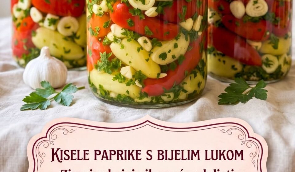Kisele paprike s bijelim lukom – jednostavan recept bez kuhanja